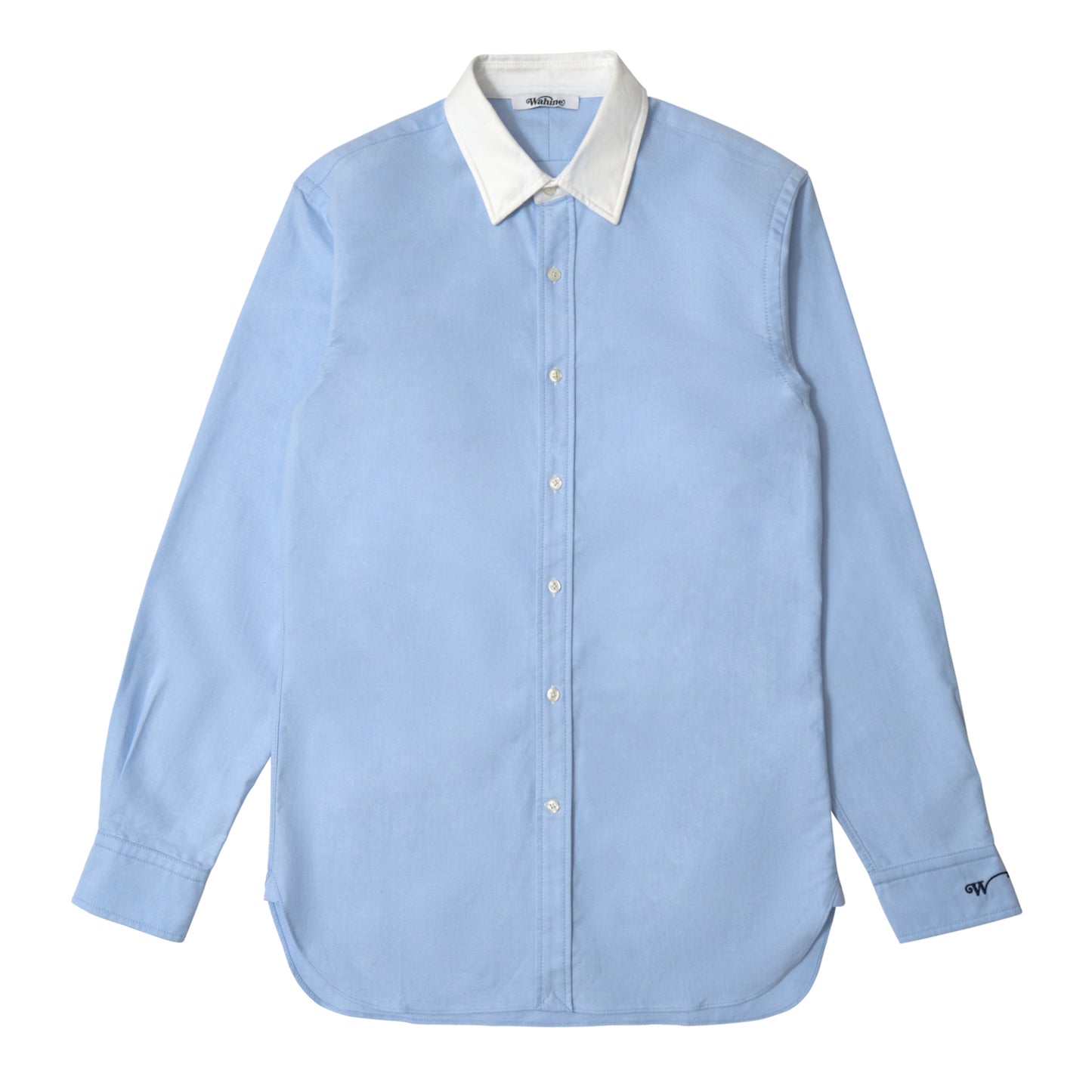 Button-Front Dress Shirt Blue and White