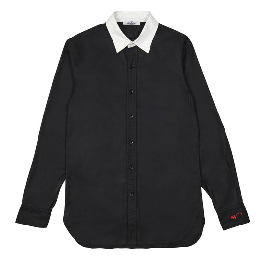 Button-Front Dress Shirt  Black and White